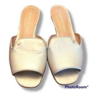 Kurt Geiger London Gold Open Toe Mules Sandals